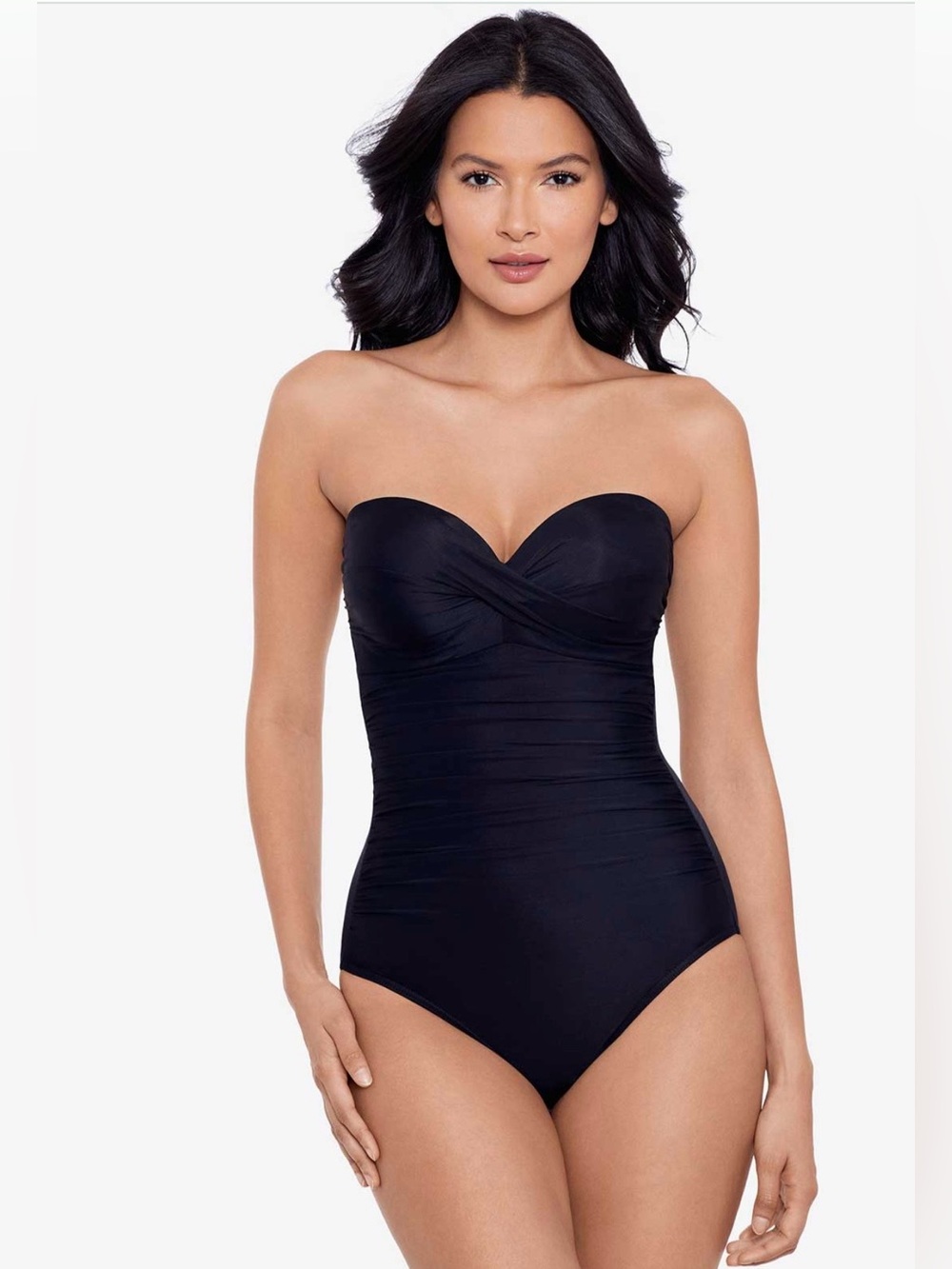 Miraclesuit Solid Black Strapless One-Piece Swimsuit